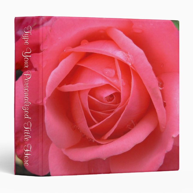 Rose Binder Personalized Pink Rose School Binder (Front/Spine)
