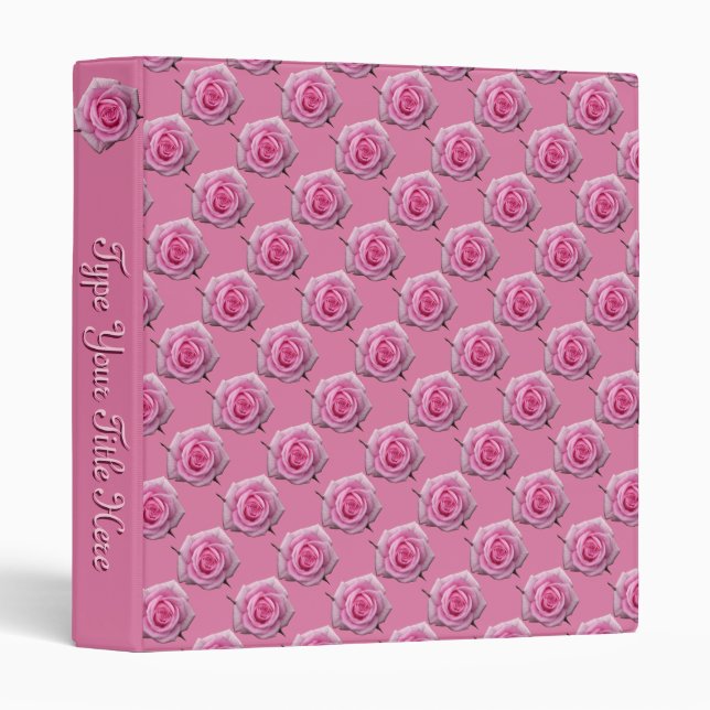 Rose Binder Personalized Pink Rose School Binder (Front/Spine)