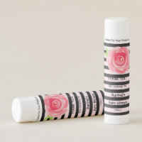 Rose Black and Pink Stripes Thank You Gift Lip Balm