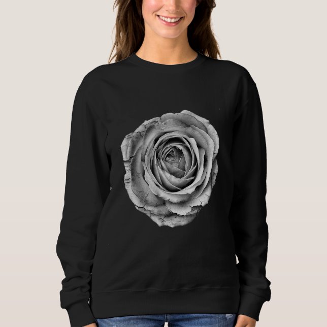 Rose Black And White Pretty Flower Sweatshirt (Front)