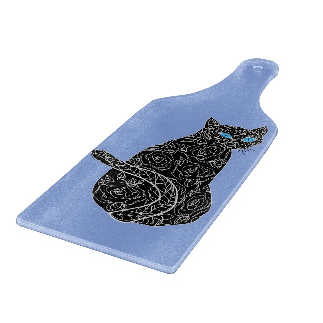 Rose Black Cat Cutting Board - Choose Color (Corner)