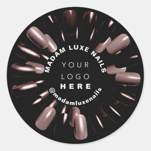 Rose Black Nails Stylist Boutique VIP Custom Logo Classic Round Sticker
