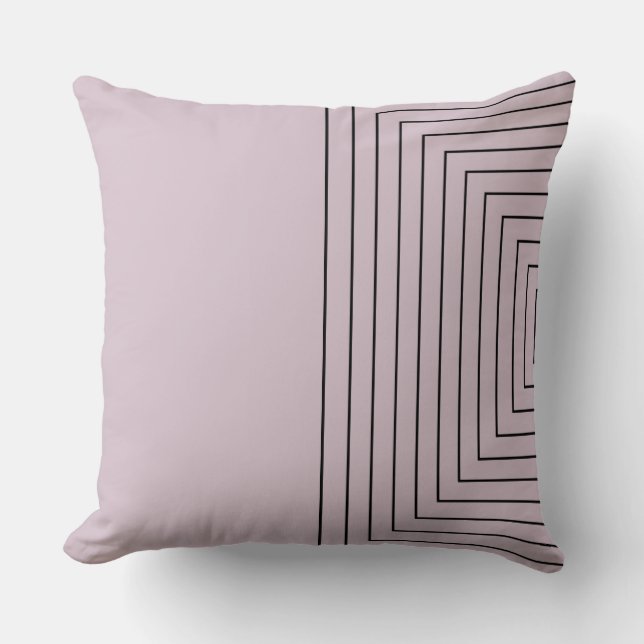 Rose Black Nested Squares Throw Pillow (Front)