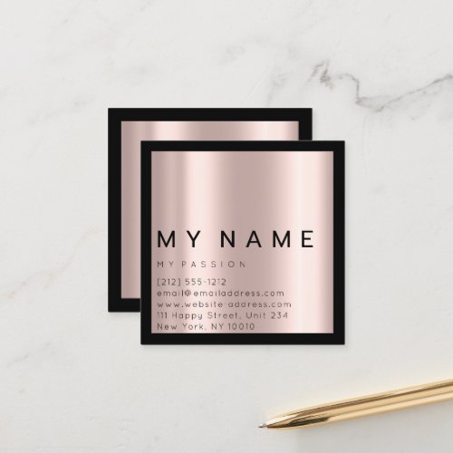 Rose Black Square Modern Minimal Logo Consulting Appointment Card