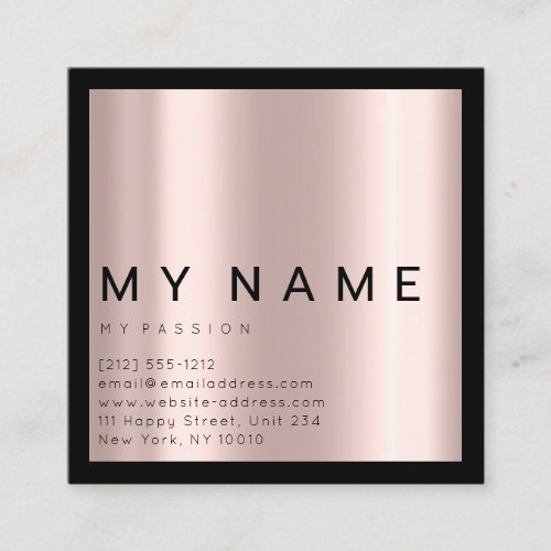 Rose Black Square Simply Modern Minimal Logo Appointment Card