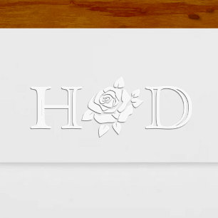 Rose Bloom #3 Silhouette 2 Initial Wedding Couple Embosser