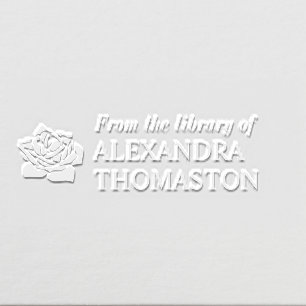 Rose Bloom “From the Library of” Rectangular Book Embosser