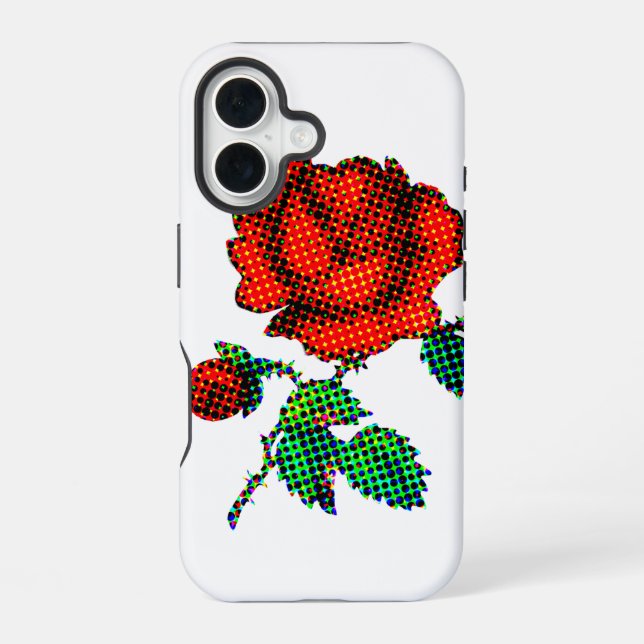 Rose Bloom Halftone Fine Art Iphone Case (Back)