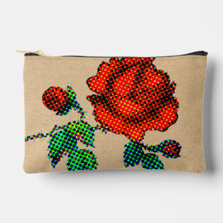 Rose Bloom Halftone on Brown Paper Fine Art Accessory Pouch