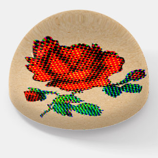 Rose Bloom Halftone on Brown Paper Fine Art Paperweight