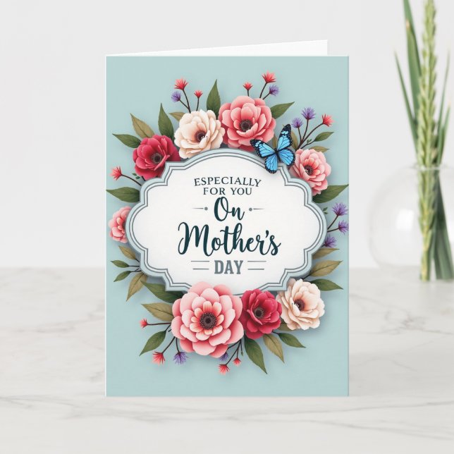 Rose Bloom Mothers Day Frame Card (Front)