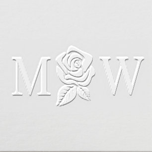Rose Bloom Silhouette 2 Initial Wedding Couple #1 Embosser