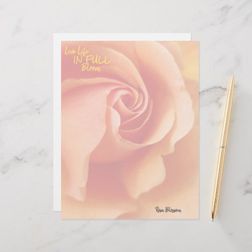 Rose Blossom  Apricot Peach  Stationery Sheets