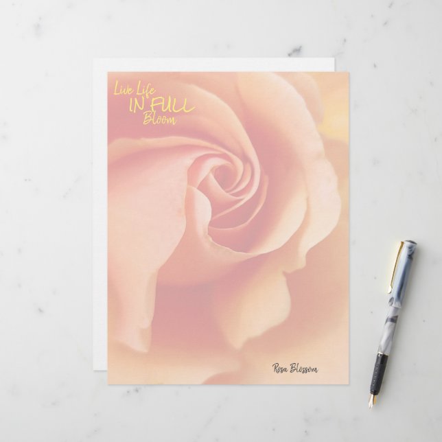 Rose Blossom / Apricot Peach / Stationery Sheets (Front/Back In Situ)