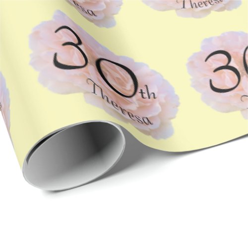 Rose Blossom  Pink  Yellow  30th Birthday Party Wrapping Paper