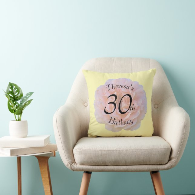 Rose Blossom / Pink & Yellow / 30th Birthday Throw Pillow (Chair)