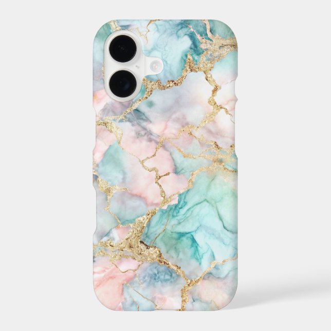 Rose Blue Gold Marble iPhone Case (Back)