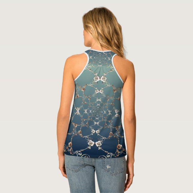 Rose Blue Gradient Women's Tank Top (Back Full)