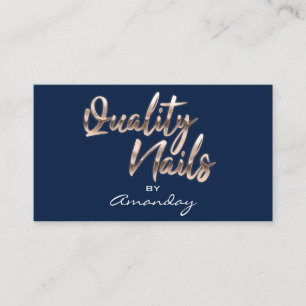 Rose Blue Navy Quality Nail Script QR Code Logo  Business Card