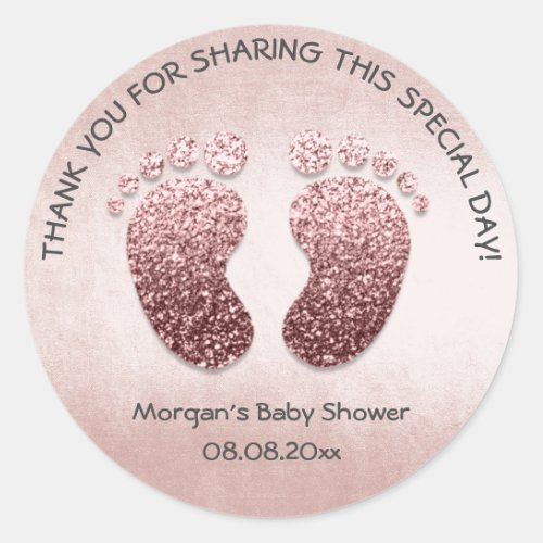 Rose Blus Glitter Feet Baby Shower Favor Thank You Classic Round Sticker
