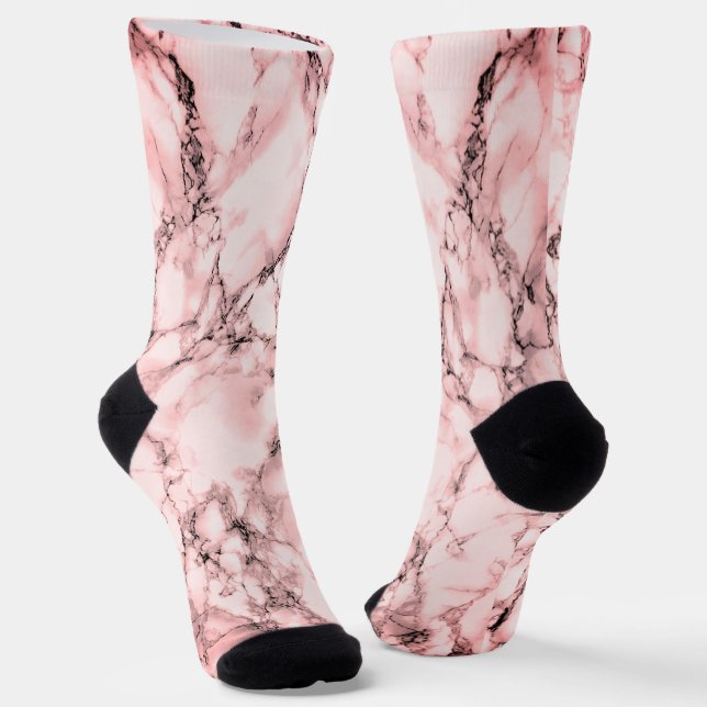Rose Blush and White Marble Socks (Angled)