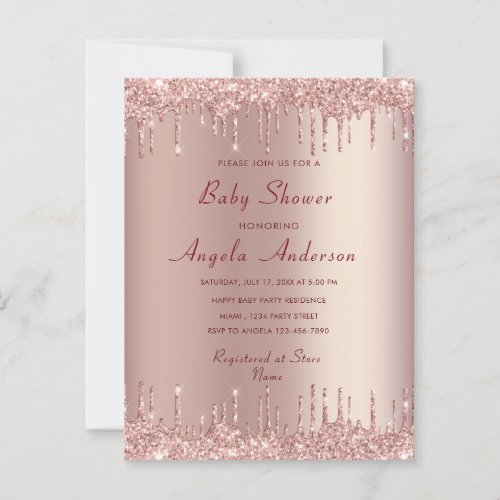 Rose Blush Baby Girl Shower Invitation and QR Code Postcard