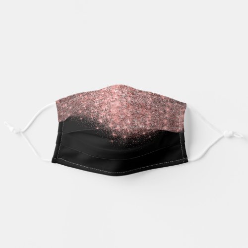 Rose Blush Black Glitter Effect Glam Elegant Adult Cloth Face Mask