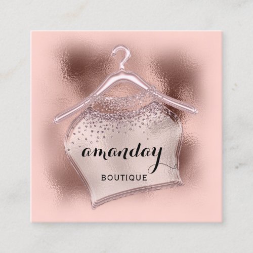 Rose Blush Cloth Hanger Fashion Blogger Beauty Square Business Card