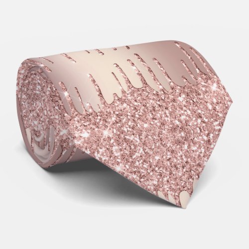 Rose Blush Elegant Neck Tie Sparkle Glitter Drips