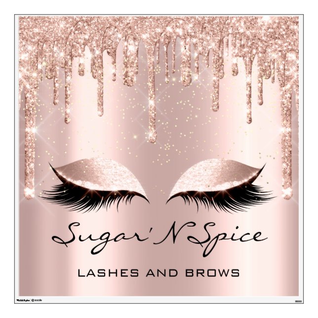 Rose Blush Eyes Makeup Lashes Glitter Princess Wall Decal (Front)