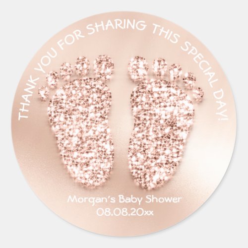Rose Blush Feet Baby Shower Favor Gift Thank Spark Classic Round Sticker