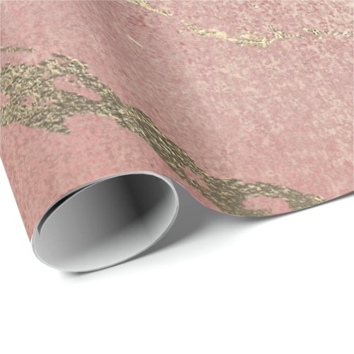 Rose Blush Foxier Gold Marble Metallic Peach Coral Wrapping Paper