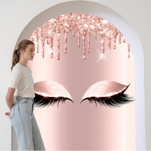 Rose Blush Glitter Drips Eyelashes Makeup Beauty Poster