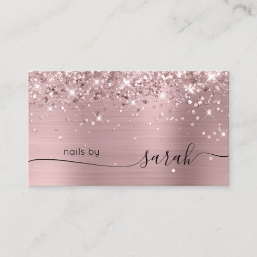 Rose Blush Glittery Glam Stylish Signature Business Card