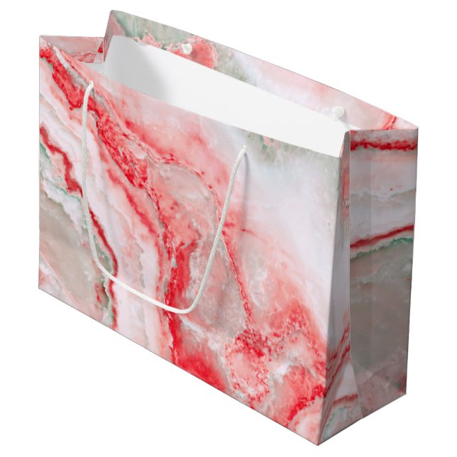 Rose Blush Luxury Gemstone Agate Marble Large Gift Bag (Front Angled)