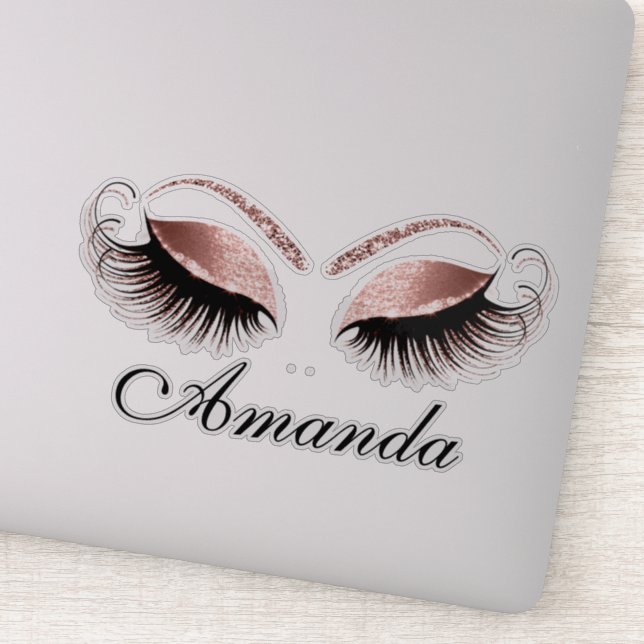 Rose Blush Makeup Artist Lashes Extension Name Sticker (Detail)