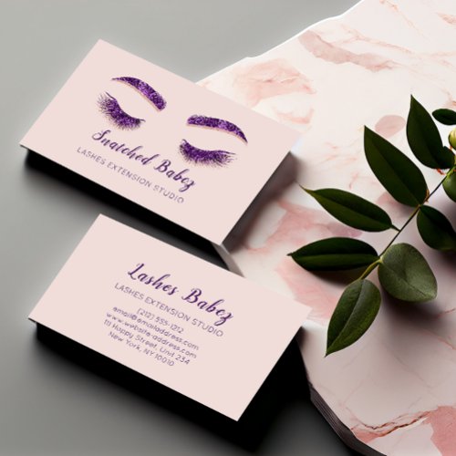 Rose Blush  Microblading Makeup Eyelash Purple Business Card