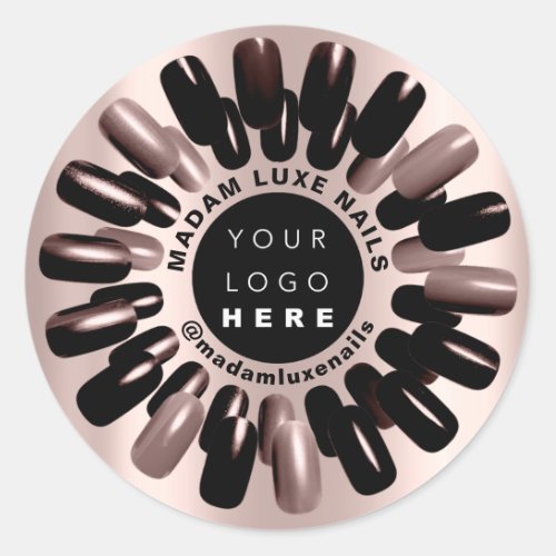 Rose Blush Nails Stylist Studio Custom Logo Classic Round Sticker