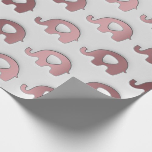 Rose Blush Pastel Gray  Grey 3D Elephants Wrapping Paper