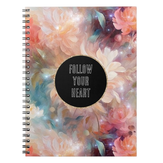 Rose Blush Peach Orange Floral  Notebook (Front)