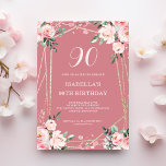 Rose | Blush Pink Floral 90th Birthday Invitation<br><div class="desc">Looking for a beautiful and elegant birthday invitation? Check out our rose and blush pink floral invitation with a stunning gold geometric frame! This customizable invitation is perfect for any birthday celebration, whether it's a sweet 16, 30th, or 60th. The delicate pink flowers add a touch of femininity, while the...</div>