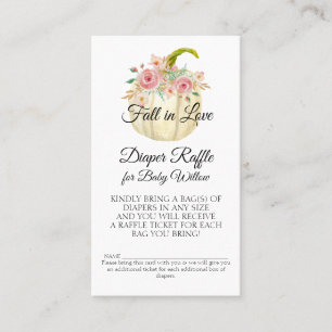 Rose Blush Pink Floral White Pumpkin Diaper Raffle Business Card