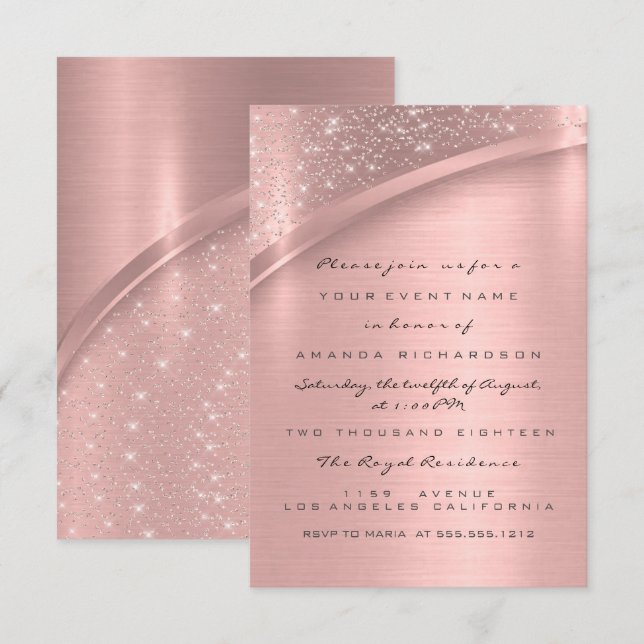 Rose Blush Pink Glitter Bridal Shower Wedding Invitation (Front/Back)