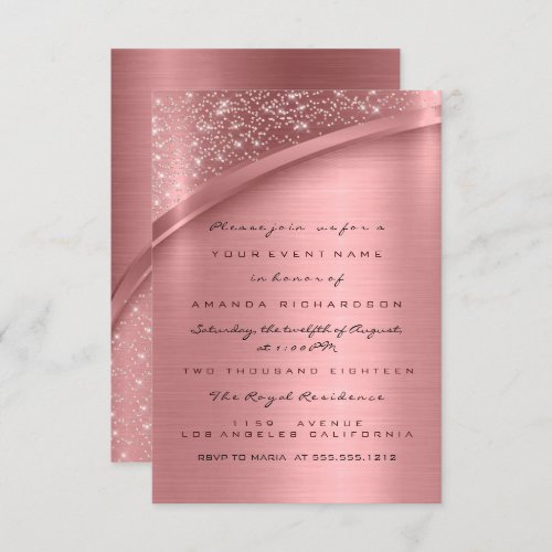Rose Blush Pink Glitter Bridal Shower Wedding Invitation