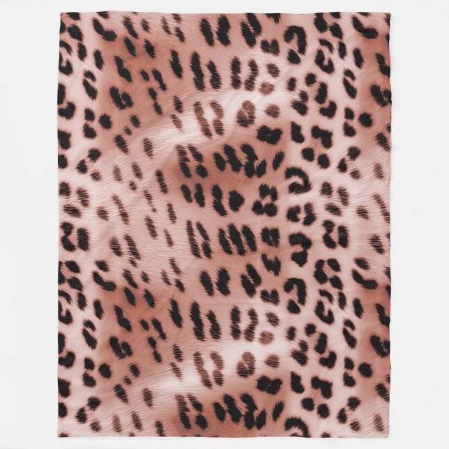 Rose Blush Pink Leopard Fleece Blanket (Front)