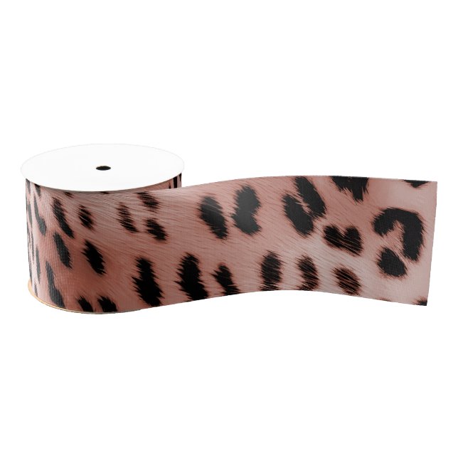 Rose Blush Pink Leopard Grosgrain Ribbon (Spool)
