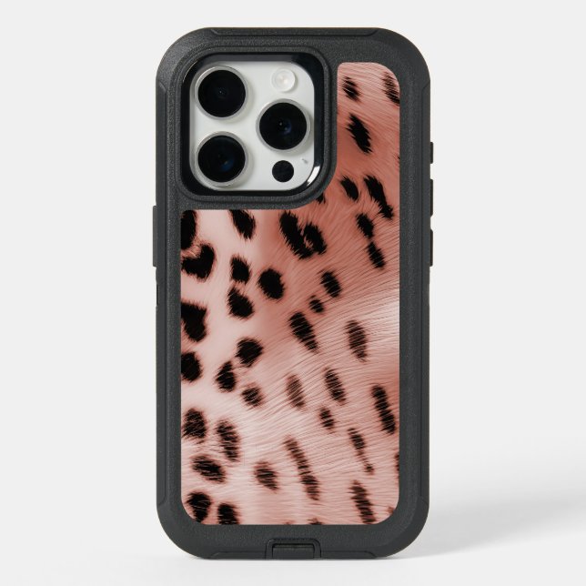 Rose Blush Pink Leopard iPhone 15 Pro Case (Back)