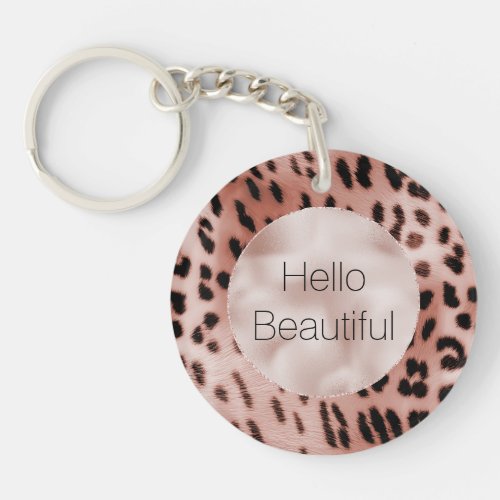 Rose Blush Pink Leopard Keychain