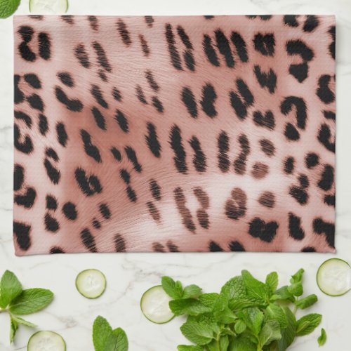 Rose Blush Pink Leopard Kitchen Towel