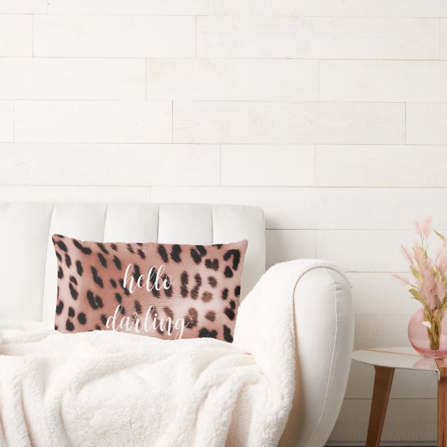 Rose Blush Pink Leopard Lumbar Pillow (Couch)